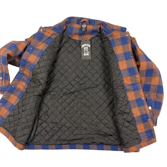 Death Row Records Flannel Jacket Mens XL Wool Blend Plaid Snoop Dogg Blue Orange